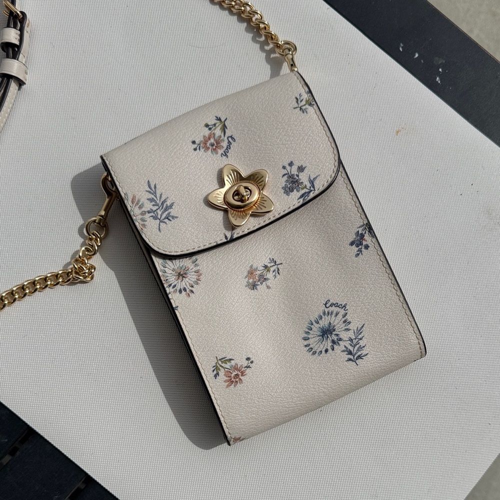 Coach Rachel Phone Crossbody in white leather